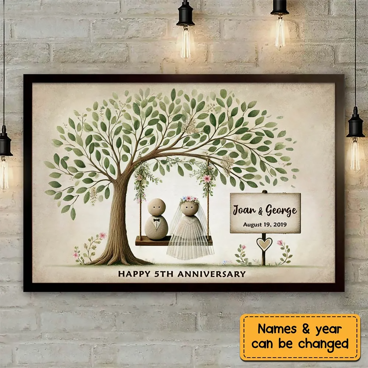 Personalized Wedding Pebble Mr & Mrs Pebble Art The Day We Got Married Poster