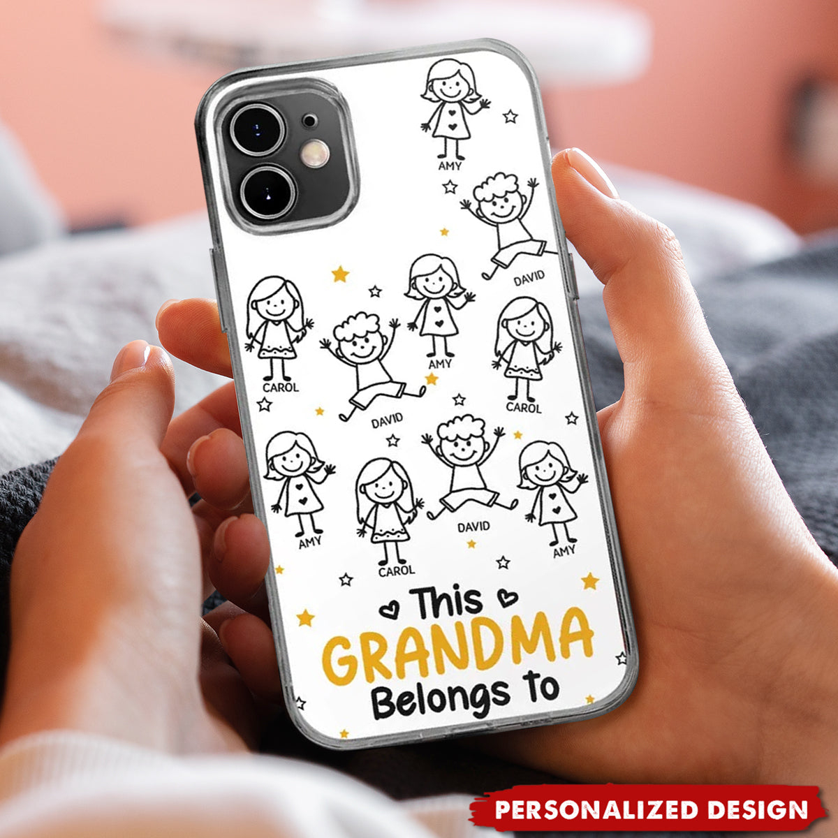 Personalized “Belongs To” Family Phone Case – Custom Kids Name Gift for Grandma & Grandpa