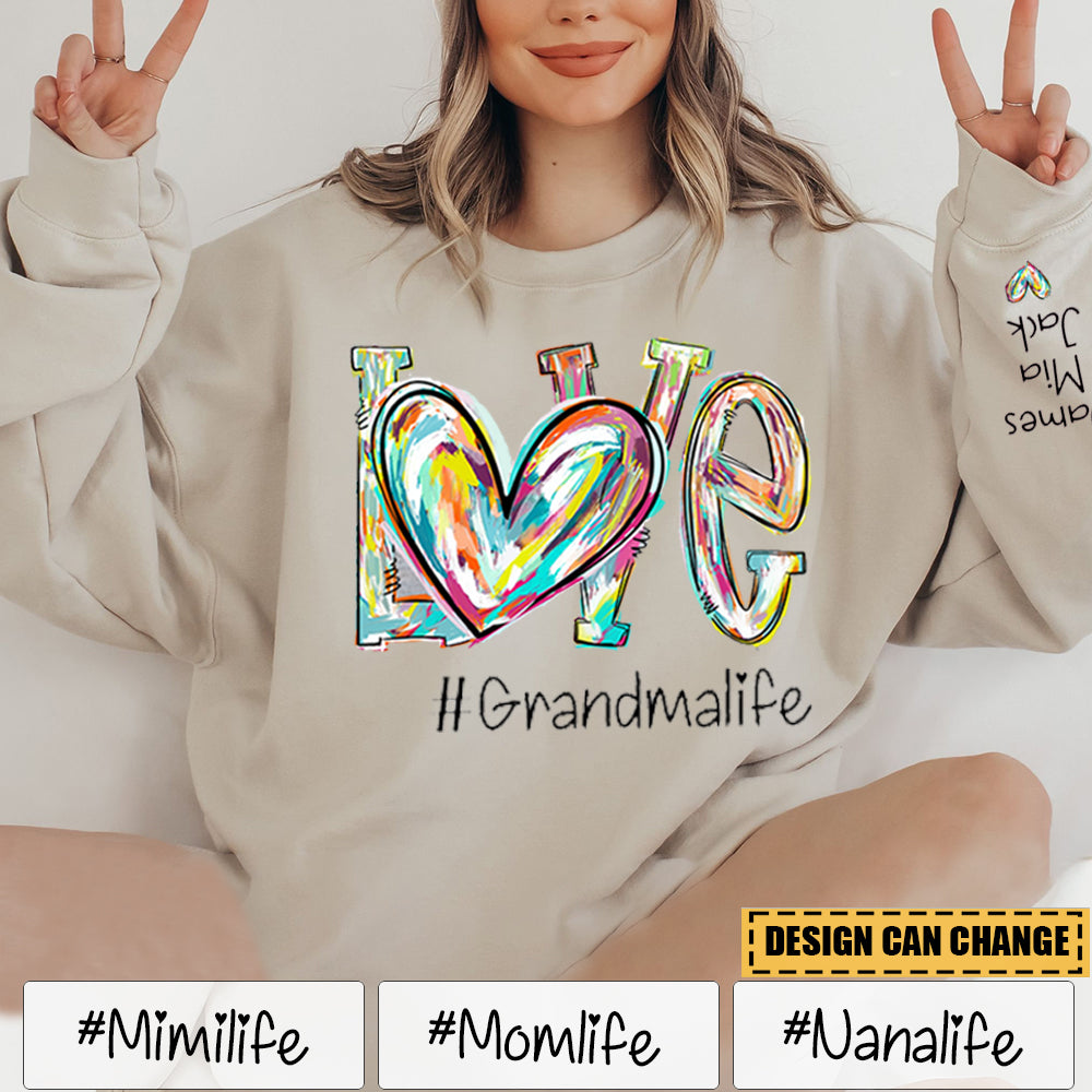 Love Grandma Mom Life Fall Autumn Color Clipart Custom Sweatshirt