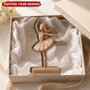 Personalized Ballerina Wooden Tabletop Plaque - Custom Name Dance Mom Club Ballet Desk Decor