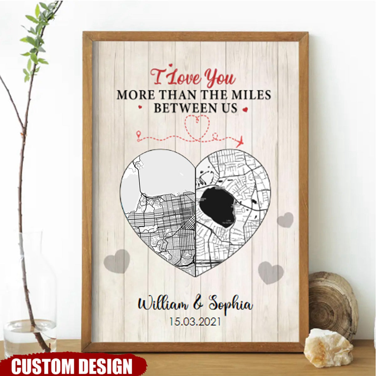 I Love You More Than The Miles Between Us - Personalized Photo Couple Poster