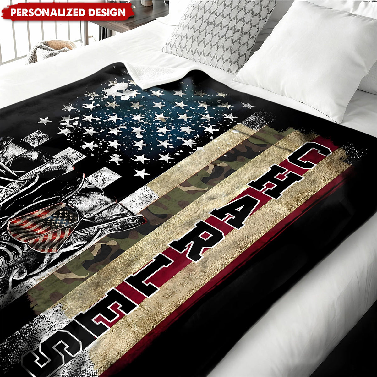 Personalized American Flag Combat Boots Blanket – Gift for Patriots