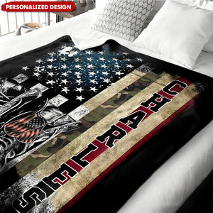 Personalized American Flag Combat Boots Blanket – Gift for Patriots