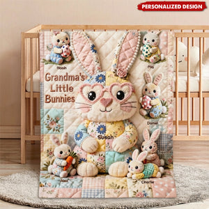 Personalized Grandma's Little Bunnies Blanket - Custom Grandkid Names Easter Bunny Blanket