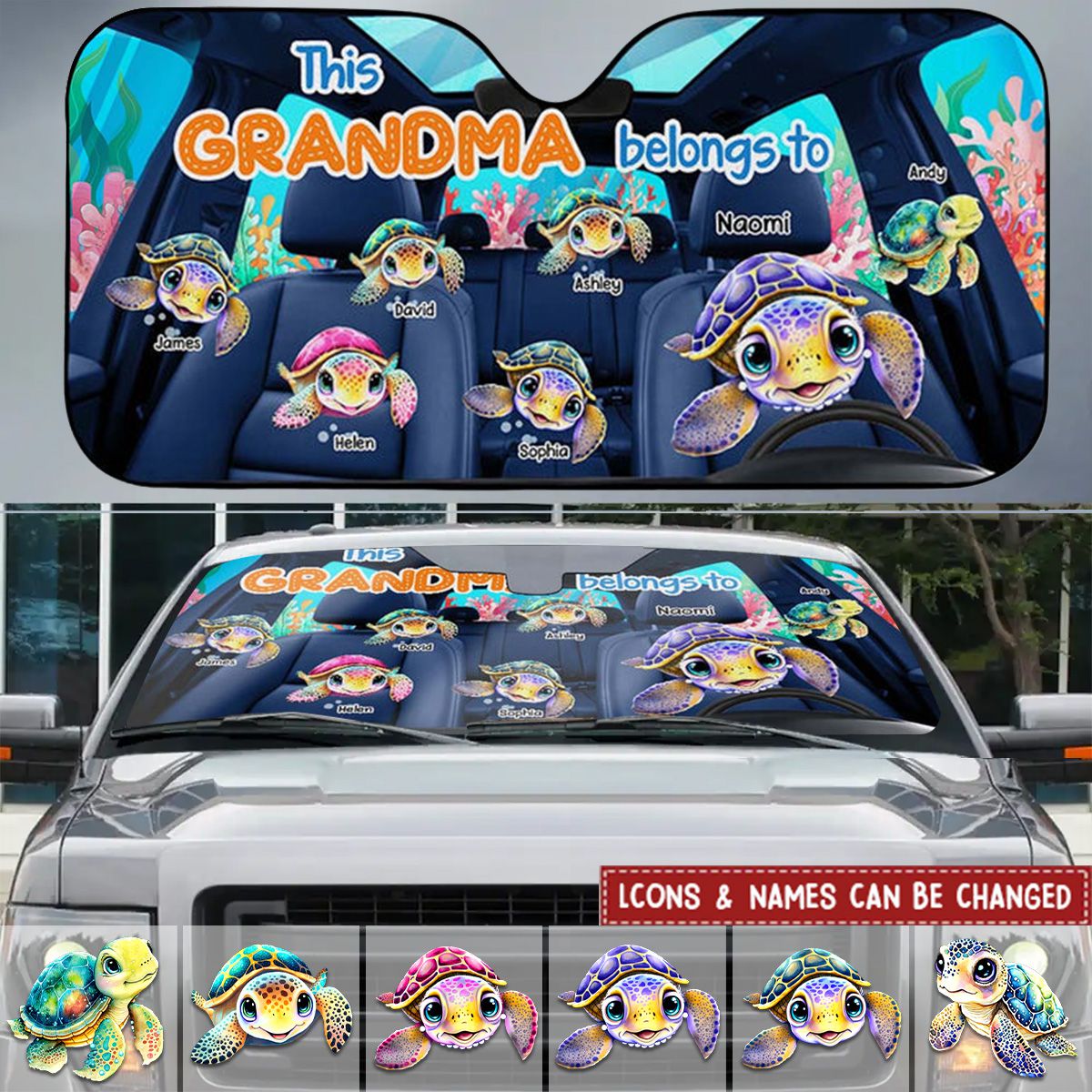 This Grandma Belongs To Turtle Summer Car Sun Shade
