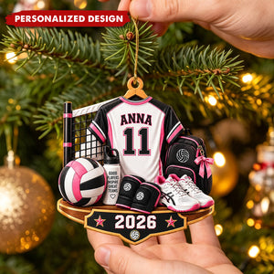Personalized Volleyball Jersey Acrylic Christmas Ornament - Custom Name & Number Sports Keepsake