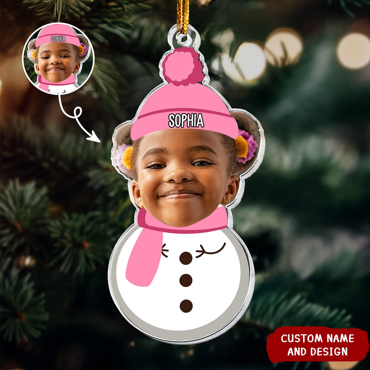 2024 New Release - Christmas Snowman With Kids - Personalized Acrylic Photo Ornament