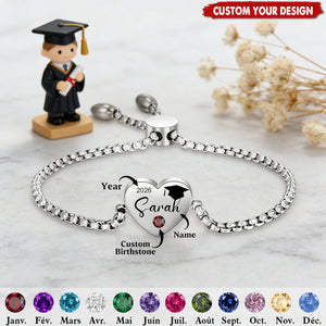 Personalized Graduation Birthstone Bracelet, Gift for Graduates