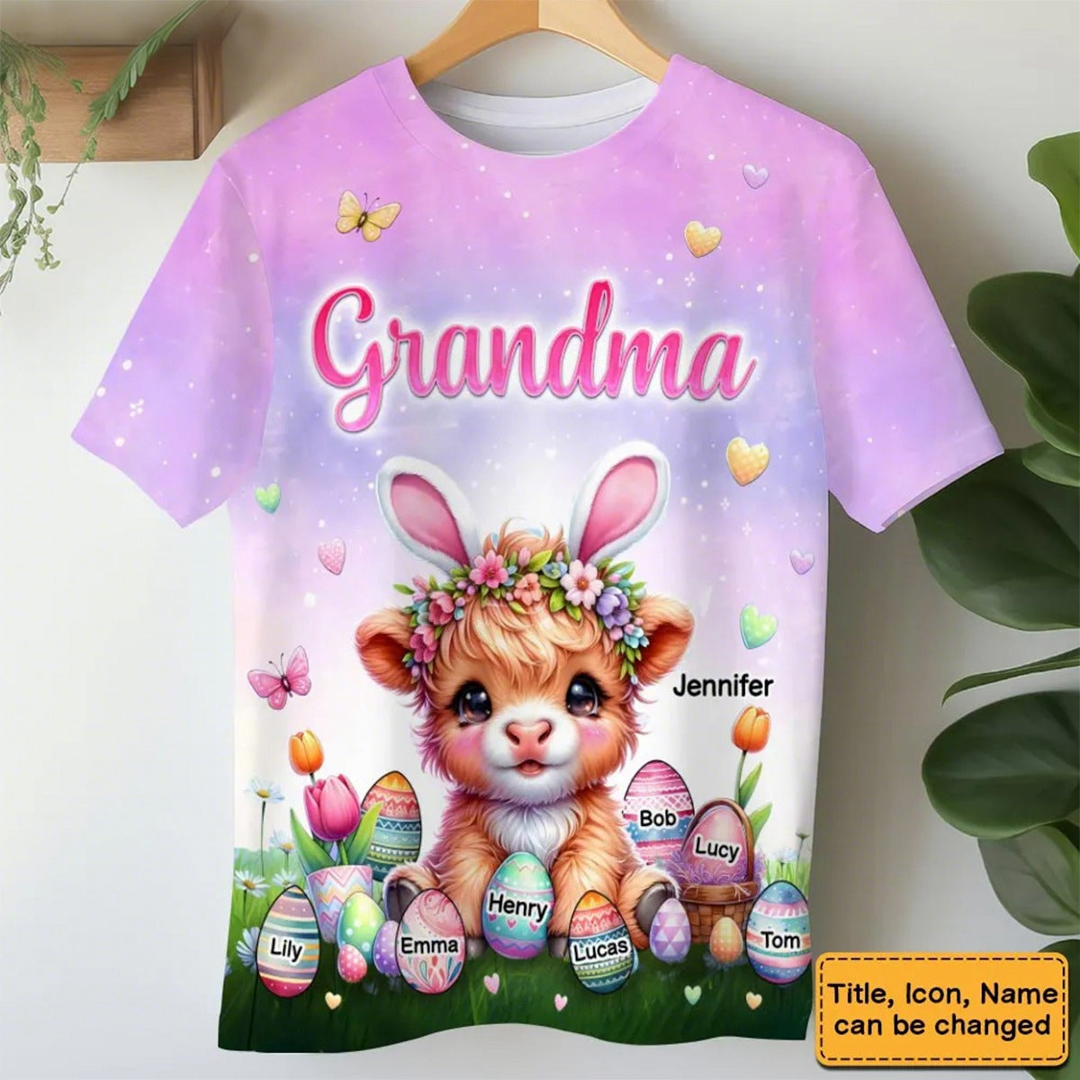 Personalized Grandma Easter Eggs Custom Grandkid Names All-over Print T Shirt