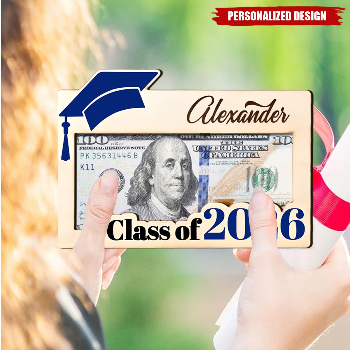 Personalized Graduation Money Holder -Custom Name Class of 2026 Grad Gift