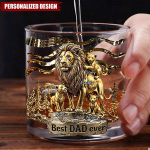 Personalized Lion Dad Whiskey Glass -Best Father‘s Day Gift