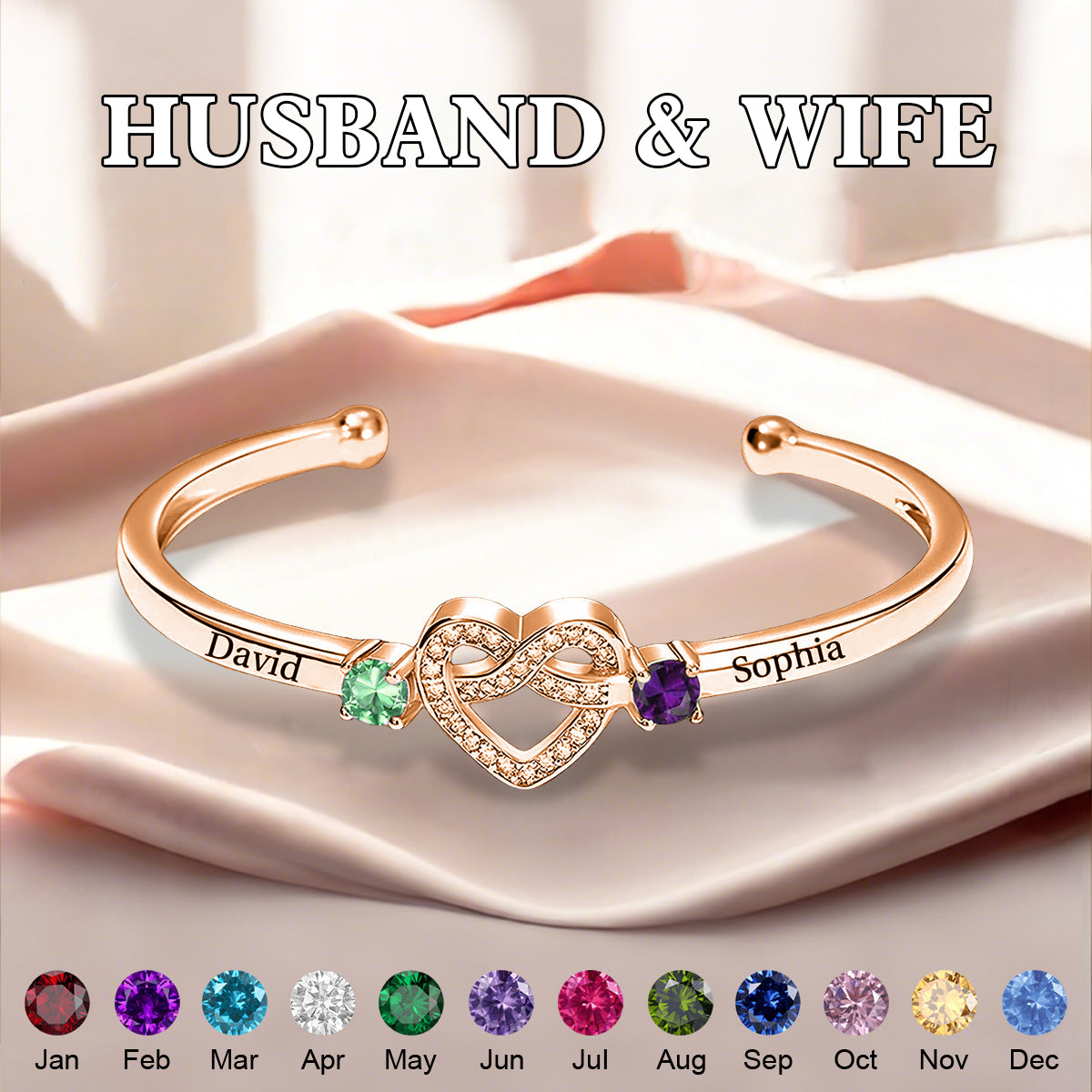 Together Forever -Personalized Couple Birthstone Bracelet