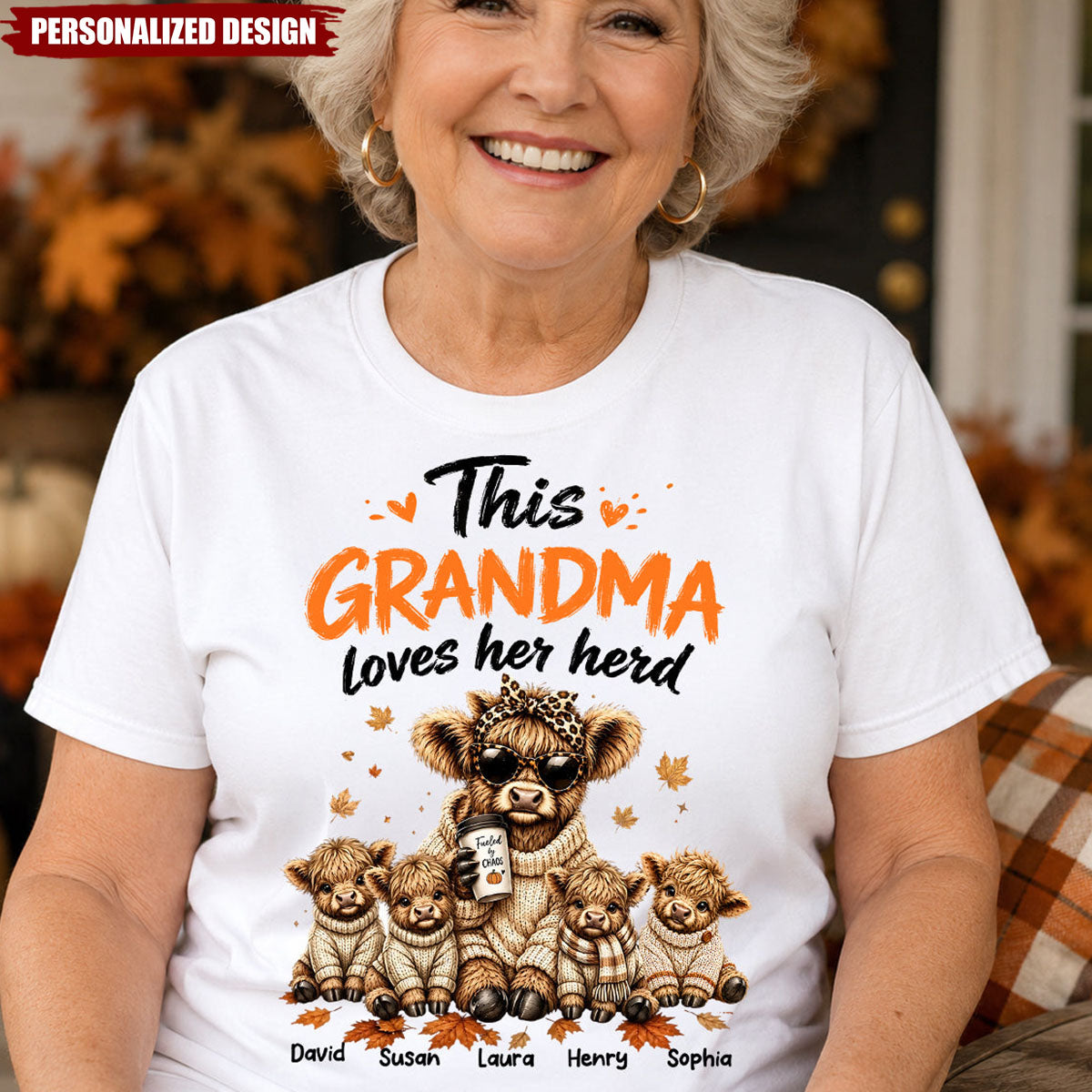 Personalized This Grandma Loves Her Herd - Highland Cow T-Shirt