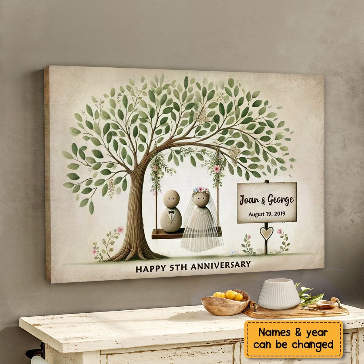 Personalized Wedding Pebble Mr & Mrs Pebble Art The Day We Got Married Poster