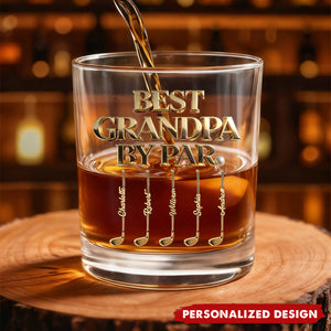 Personalized Best Dad By Par Golf Whiskey Glass - Father’s Day Golf Gift for Papa Grandpa