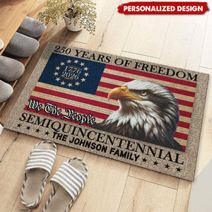 Personalized Patriotic Family Doormat —  American 250th Anniversary Gift