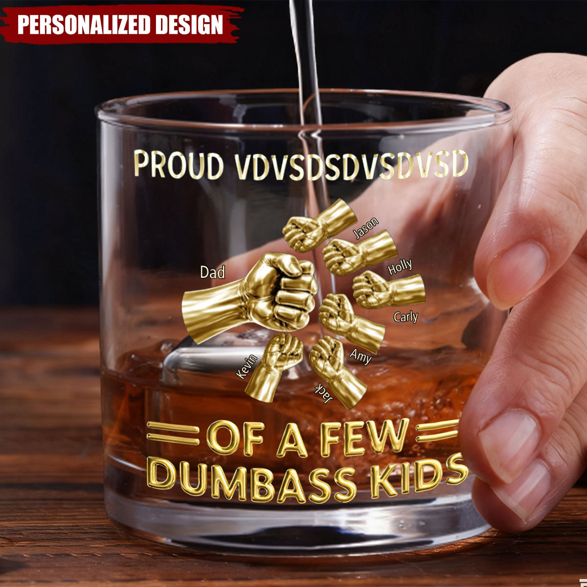 Personalized Fist Bump Family Whiskey Glass-Gift for father,grandpa