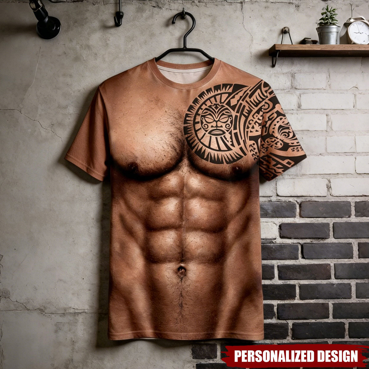 Personalized Optical Illusion Fake Tattoo Costume Muscular Torso T-Shirt