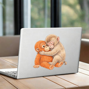 Baby Monkey Hugging Plush Sticker -  Gift for Family & Kids