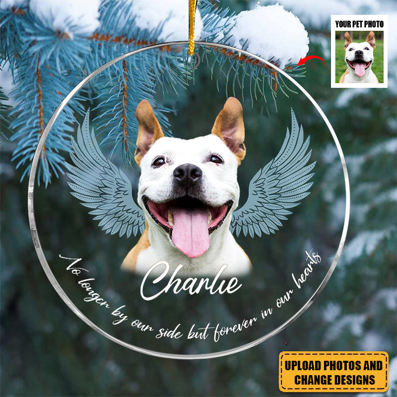 Custom Photo Forever In Our Hearts - Memorial Personalized Custom Ornament - Acrylic Round Shaped - Christmas Gift