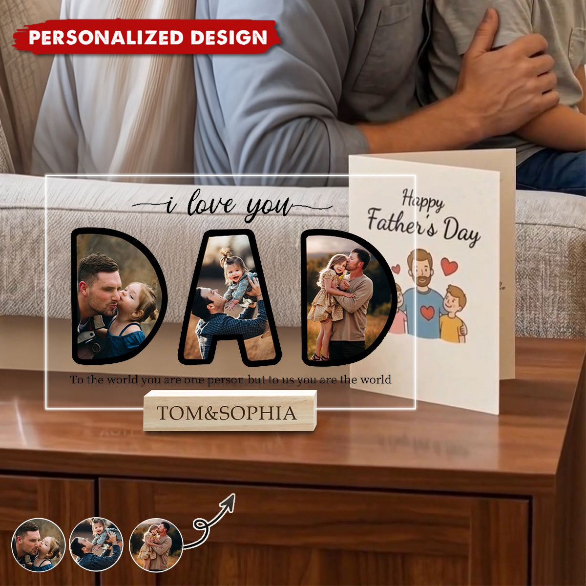 Personalized DAD Photo Collage Acrylic Plaque -Heartfelt Family Memory Gift for Dad