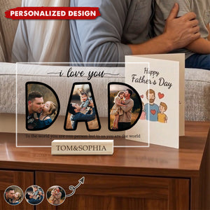 Personalized DAD Photo Collage Acrylic Plaque -Heartfelt Family Memory Gift for Dad