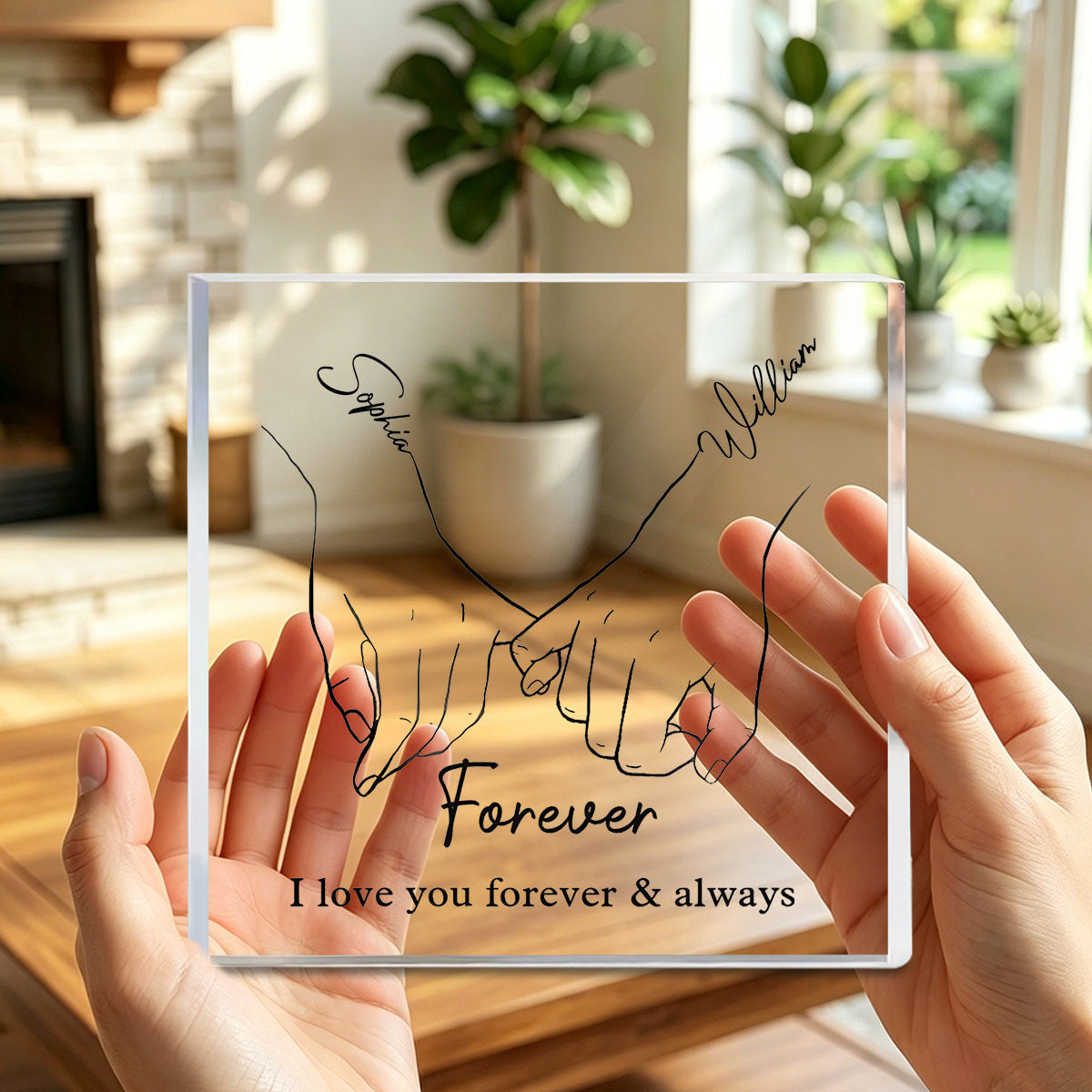 I Love You Forever & Always - Couple Personalized Custom Square Shaped Acrylic Plaque