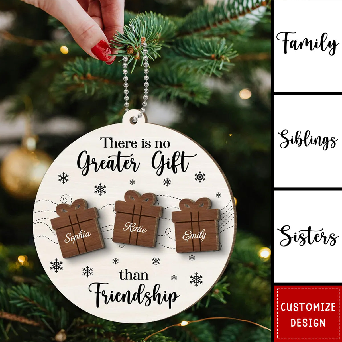 2024 New Release Friendship Siblings Family There Is No Greater Gift-Personalized Wooden Ornament