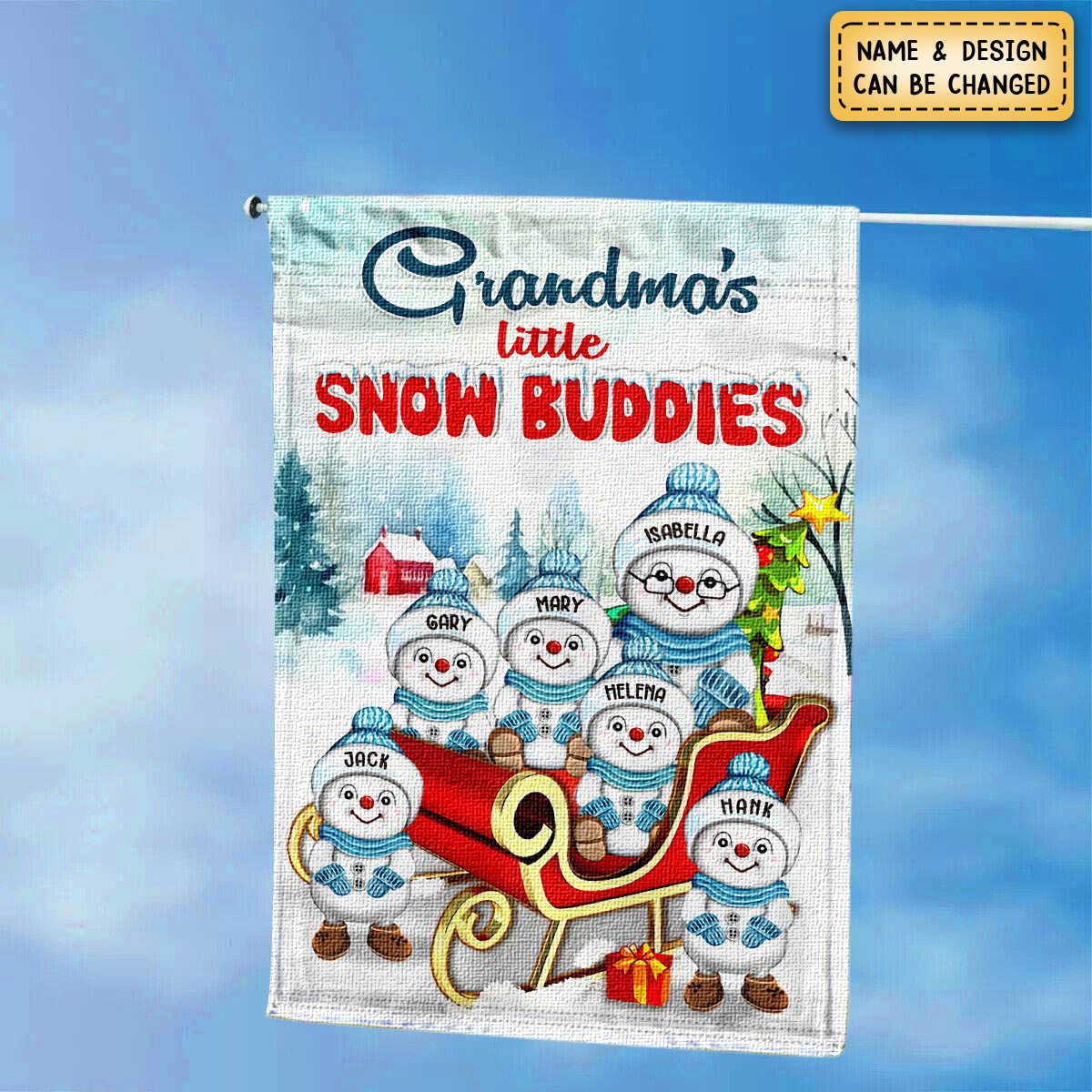 Little Snow Buddies Of Grandma – Personalized Christmas Garden Flag Decoration