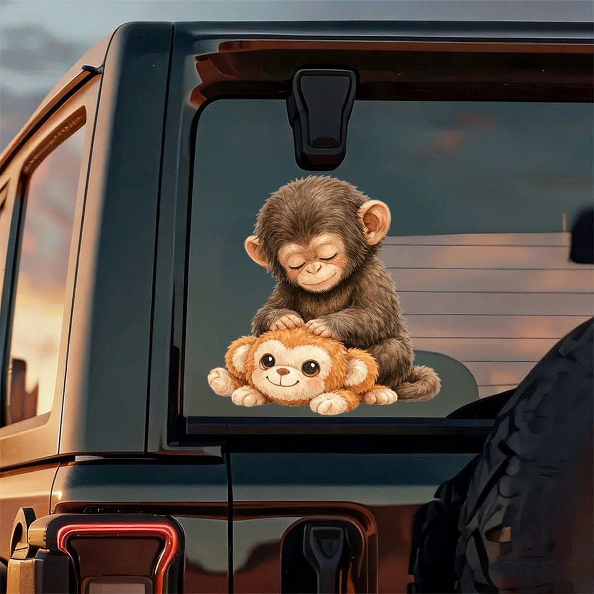 Baby Monkey Hugging Plush Sticker -  Gift for Family & Kids