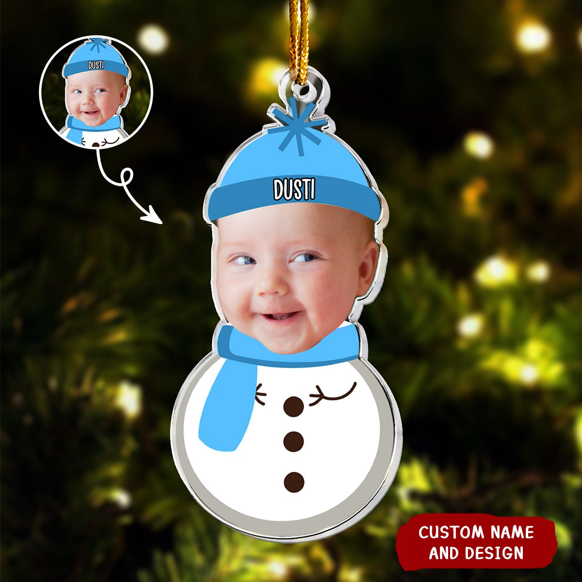 2024 New Release - Christmas Snowman With Kids - Personalized Acrylic Photo Ornament
