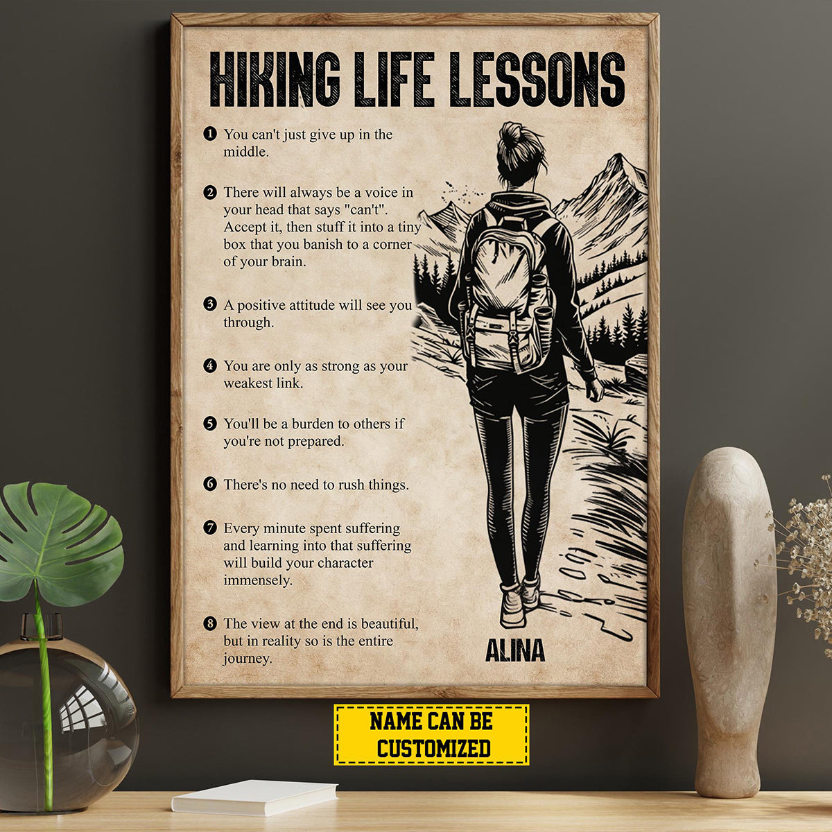 Personalized Hiking Life Lessons Poster, Poster Gift For Hiking Lovers