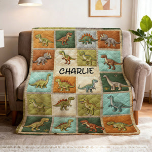 Personalized Multi Dinosaur Printed Blanket For Kids’ Room Or Nursery