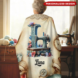 Personalized Sewing Machine Blanket - Custom Name Gift for Sewing Lovers