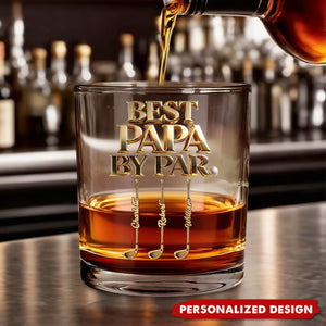 Personalized Best Dad By Par Golf Whiskey Glass - Father’s Day Golf Gift for Papa Grandpa