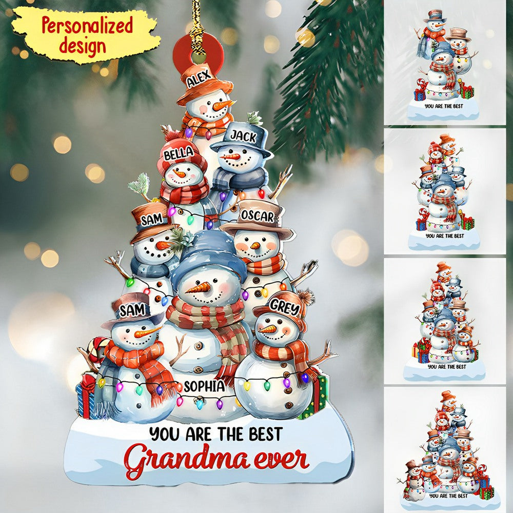 Snowman Grandma Personalized Acrylic Ornament, Christmas Gift For Grandma/Mama