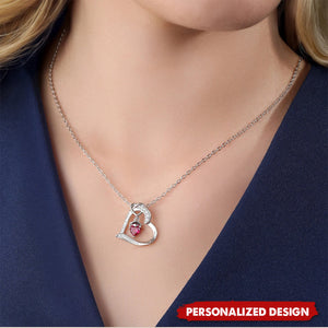 Personalized Graduation Heart Necklace – Custom Name Birthstone Gift for Graduate