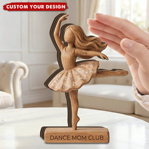 Personalized Ballerina Wooden Tabletop Plaque - Custom Name Dance Mom Club Ballet Desk Decor