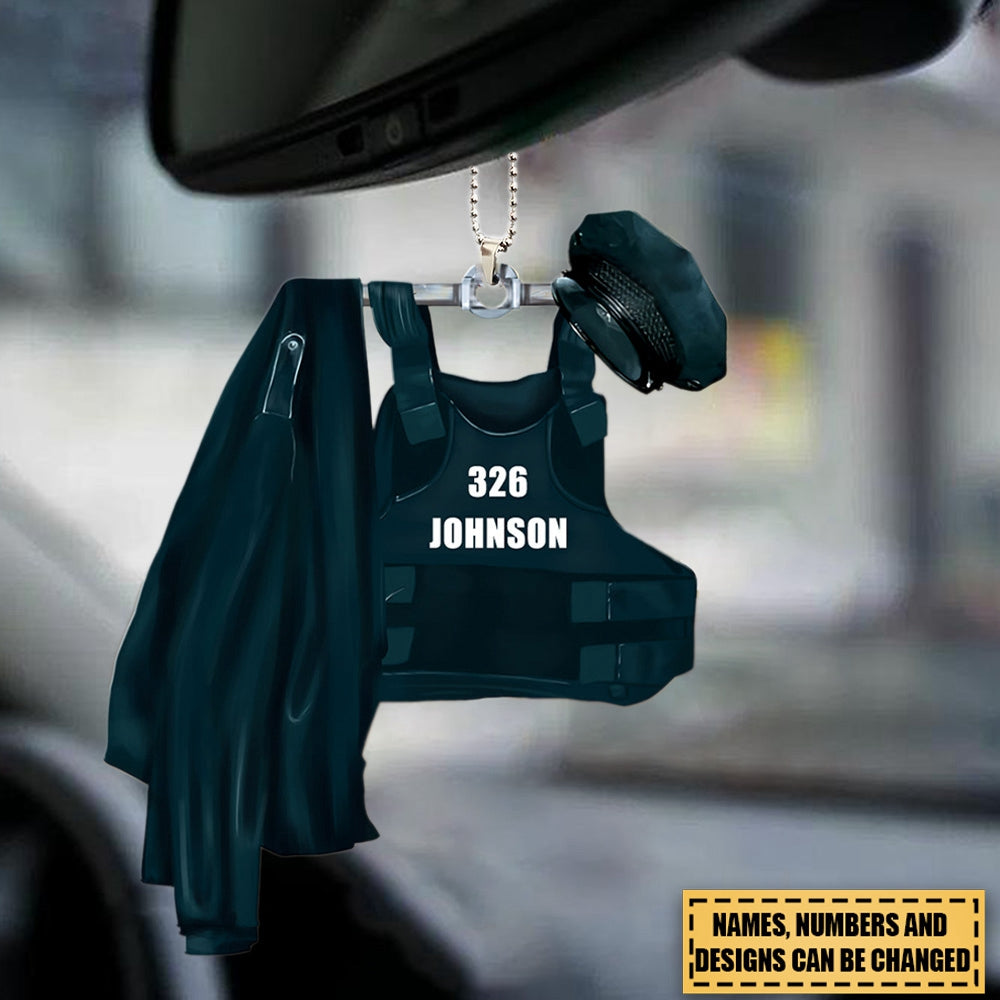 Police's Uniform - Personalized Car Hanging Ornament - Gift For Police Officer