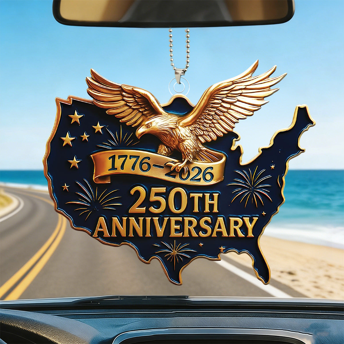 250th U.S Anniversary Eagle Car Ornament — Unique Patriotic Gift