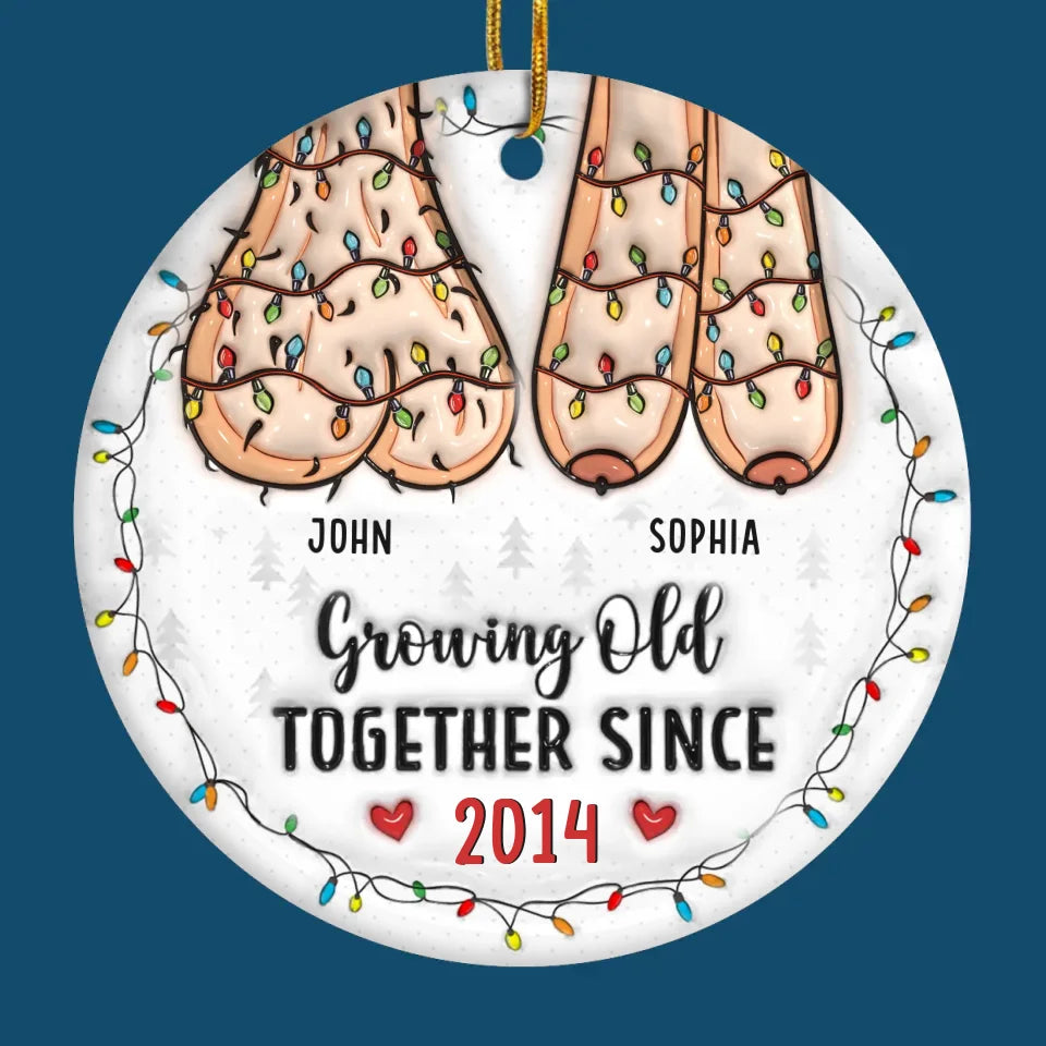 Couple Personalized Custom 3D Inflated Effect Printed Ornament - Christmas Gift For Husband Wife, Anniversary