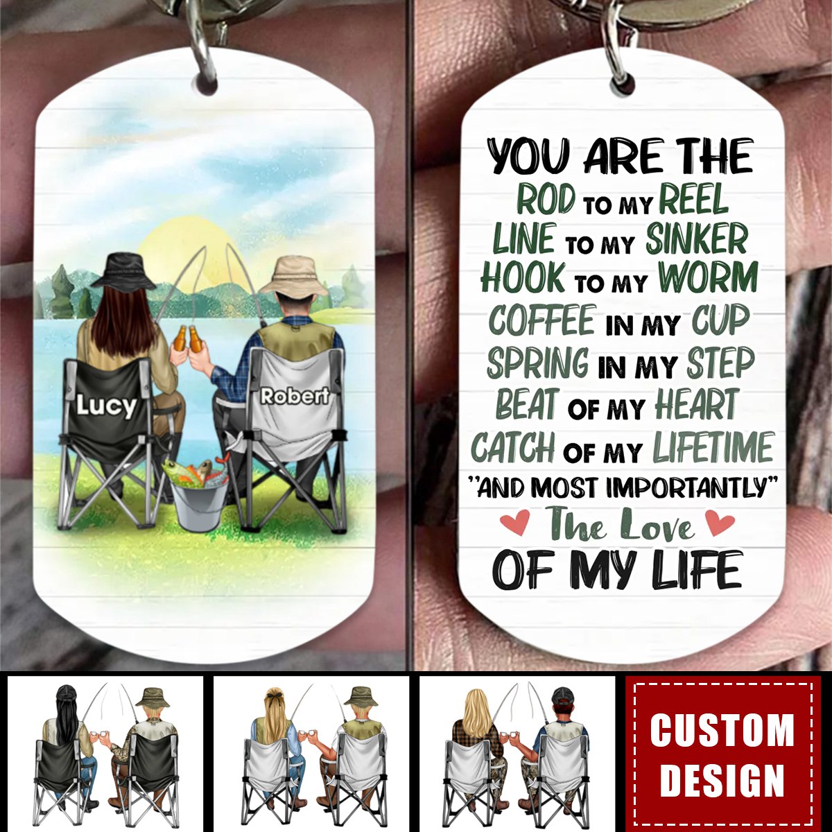 Personalized Fishing Couple Aluminum Keychain - Gift Idea For Couple