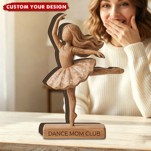 Personalized Ballerina Wooden Tabletop Plaque - Custom Name Dance Mom Club Ballet Desk Decor
