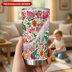 Personalized Floral Fist Bump Mom Tumbler - Custom Name Mother's Day Gift