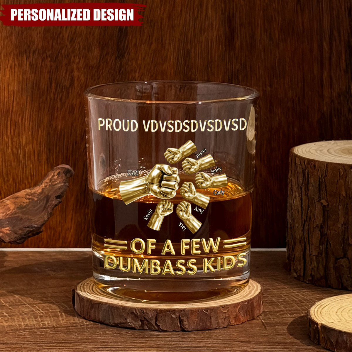 Personalized Fist Bump Family Whiskey Glass-Gift for father,grandpa