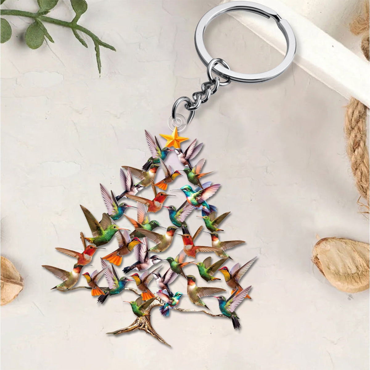 Hummingbird Tree Keychain-Gift For Bird Lover