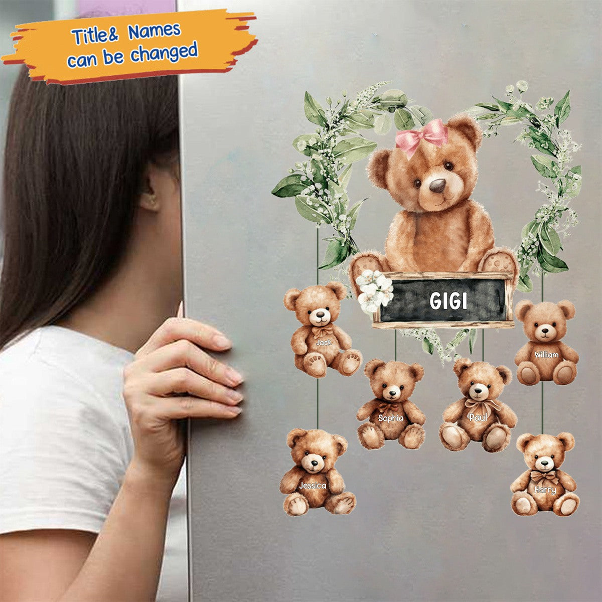 Grandma/ mama Bear Heart Wreath Personalized Decal