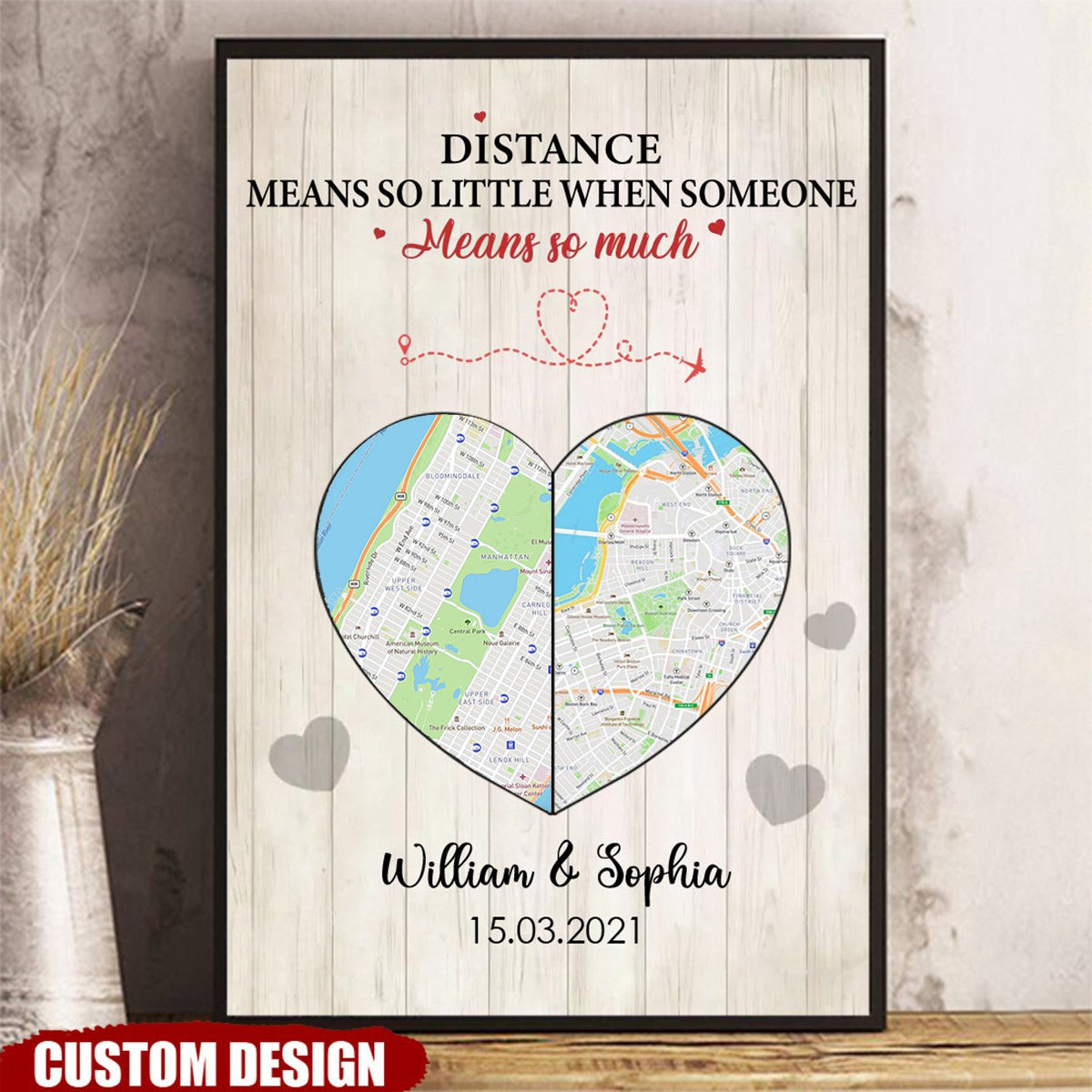 I Love You More Than The Miles Between Us - Personalized Photo Couple Poster