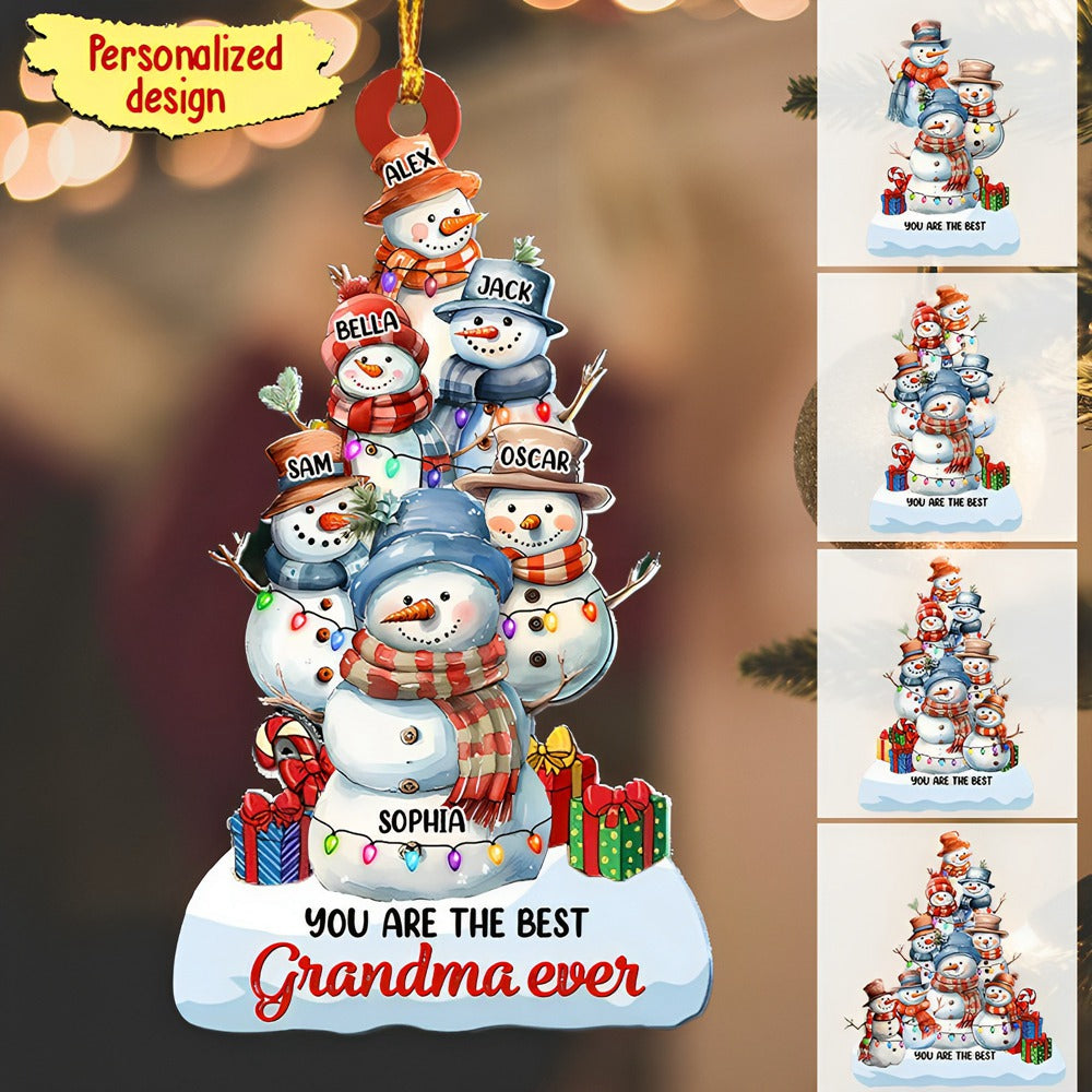 Snowman Grandma Personalized Acrylic Ornament, Christmas Gift For Grandma/Mama