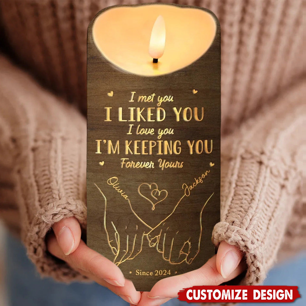 Love Is A Flame That Never Goes Out - Couple Personalized LED Candle - Gift For Couple